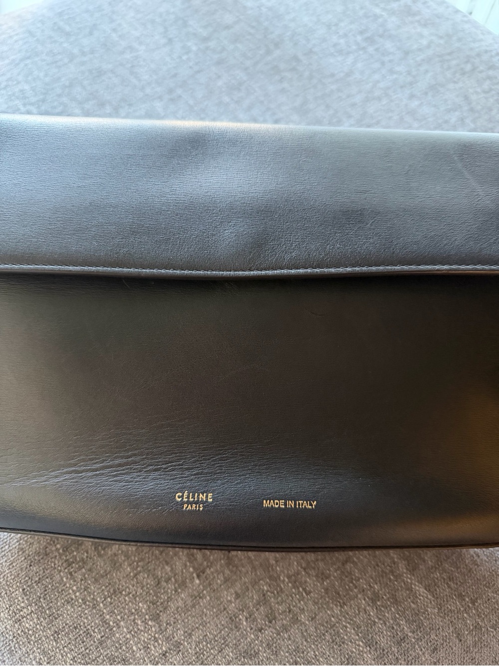 CELINE Black Leather Foldover Gold Hardware Wristlet Clutch - Picture 4 of 9